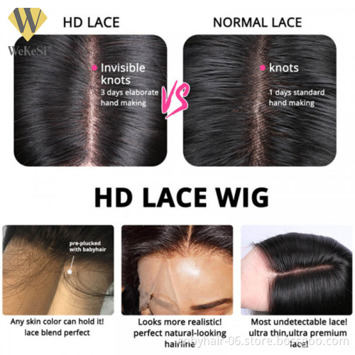 Virgin Cuticle Aligned Pre Plucked HD Full Lace Wigs, Straight Lace Frontal Brazilian Lace Front Human Hair Wigs For Black Women